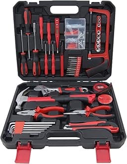 Hantinstom Household Tools Kit Essential Home Repair Set with Plastic Toolbox Ideal for College Students, Home Use & More