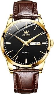 Amazon Watches,Brown Leather Watch for Men,Men Day Date Watch,Men's Luminous Watch,Dress Watch for Men,Rose Gold Watch for Men,Men's Fashion Quartz Watch,Waterproof Brown Man Watches