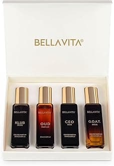 Bellavita Luxury Men's Perfume Gift Set with CEO Man, G.O.A.T., Klub, and Oud | 80ml | Perfume for Men | Lavender, Patchouli, Lemon, and Caramel Notes | Long Lasting Men's Fragrance