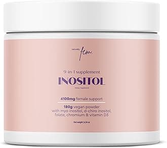 Inositol Myo & D-Chiro PCOS 4100MG Vegan Powder, Metabolic Function, Hormonal Balance and Psychological Function, 9-in-1 Inositol, Folate 5-MTHF, Chromium, Zinc, VIT B6, B12 & D3