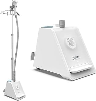 Pure Enrichment PureSteam Pro Upright Clothes Steamer with Garment Hanger and 4 Steam Levels - Heats in 45 Seconds with Half Gallon Water Tank for 1 Hour Continuous Steaming - Includes Fabric Brush