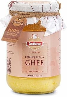 A2 Desi Cow Ghee, Clarified Butter | Grass Fed Cows | (500ml (16.91oz), A2 Kankrej Cow Ghee) | Keto and Paleo Friendly| a2 ghee organic grass fed