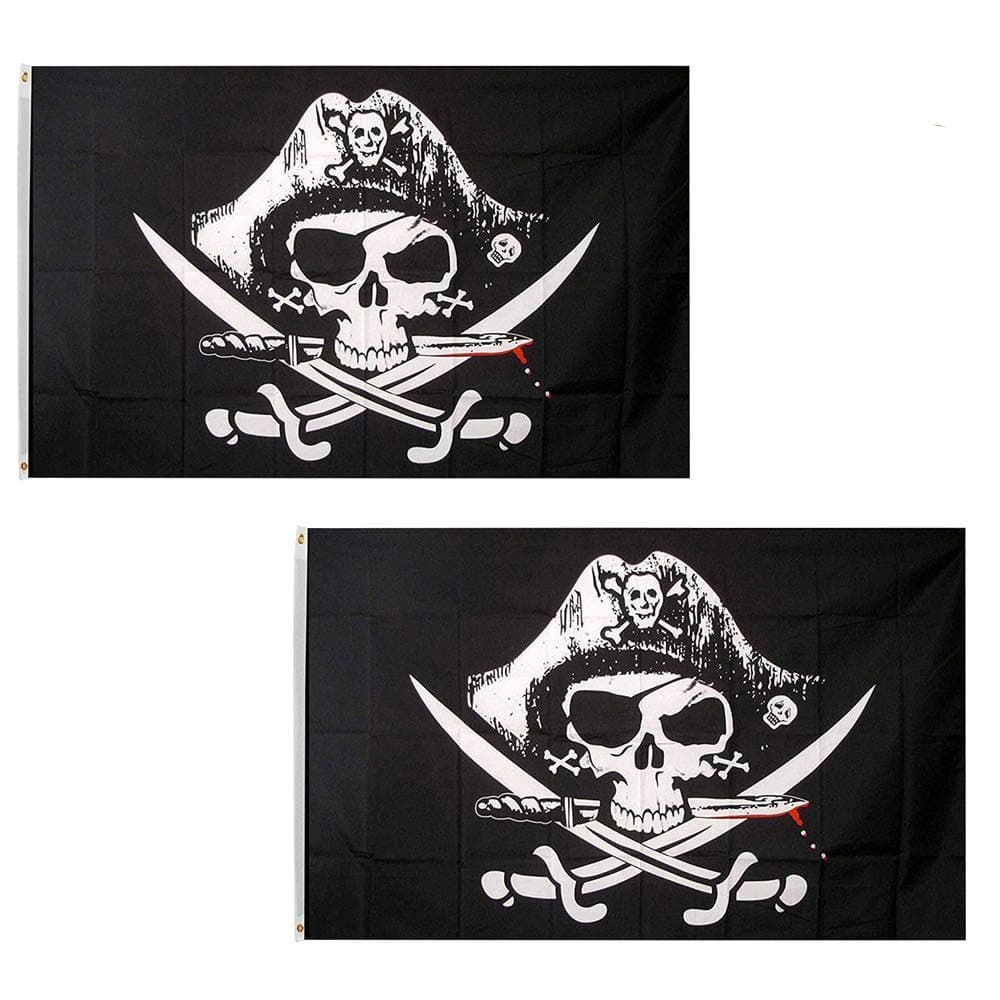WFPLUS 2 Pack Dead Man's Chest Flag 3 x 5 Ft, Polyester Pirate Flags with Brass Grommets