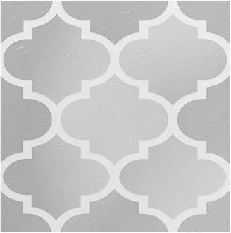 Retro Self Adhesive 12-Inch Vinyl Floor Tiles, 20 Tiles - 12" x 12", Arabesque Pattern - Peel & Stick, DIY Flooring for Kitchen, Dining Room, Bedrooms & Bathrooms by Achim Home Decor
