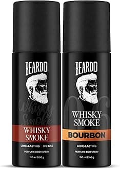 Beardo Whisky Smoke & Bourbon Perfume Body Spray (Set of 2) Spicy, Woody Oudh Deo for Men Long Lasting |Date night Deodorant for Men | Fresh Scent | Valentines day gift for husband | Gift for boyfriend | Gift for Men