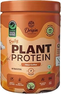 100% Natural Vegan Plant Protein Powder,Easy to Digest Filter Coffee Flavour with 25g Plant Based Protein,Gluten Free,Dairy Free,No Added Sugar,Soy Free,Non -GMO, Jain,7 Servings,284
