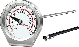 ThermoPro Dial Instant Read Meat Thermometers for Cooking, Grill Food Thermometer with Glass Lens, Portable Kitchen Thermometer with 13cm Stainless Steel Probe for Liquid, Steak, Turkey Temp Checking