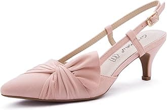 GreatonuWomen Shoes Comfortable Kitten Heels Slingback Dress Pumps