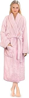 Premium Womens Plush Soft Robe Fluffy, Warm, Fleece Sherpa Shaggy Bathrobe, Light Pink, S-M