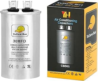 Capacitor for Air Conditioner 30 uf MFD 370 or 440 Volt VAC, Multi-Purpose Round Capacitor for AC Motor Run or Fan Motor Start or Condenser Straight