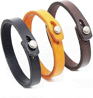 Mens Genuine Leather Bracelet - Handmade Adjustable Leather Cuff Bracelet punk Style leather wrap Wristband for Men