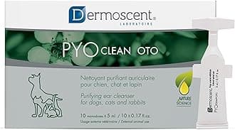 PYOclean Oto | Cat & Dog Ear Cleaner Solution | Dog Ear Drops to Stop Wax Build Up, Head Shaking, Discomfort, Ear Odour & Scratching | 10 Single-Dose Pipettes