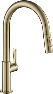 KPF-2820SFACB Oletto Single Handle Pull-Down Kitchen Faucet, 17 Inch, Antique Champagne Bronze
