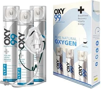 OXY99 Pure Natural Portable Oxygen Cylinder Pack of 3| Sports Recovery, Breathlessness Due To Respiratory, Pollution, And High Altitude | Emergency, Medical use for Home & First Aid ING. BOSCHI ITALY