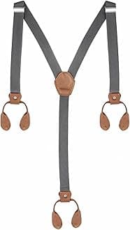 Trimming Shop 25mm Men's Suspender Braces - Y Back Elasticated Adjustable Suspenders Button Hole Braces - Fashion Accessory for Parties, Weddings, Casual, Formal Events