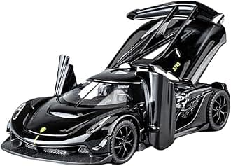 Therina Toy Cars Model Jesko Black Alloy Collectibles Die-cast Vehicles with Sound and Light