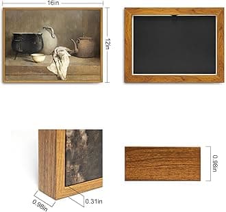 Roslynity Framed Canvas Wall Art Vintage Print Oil Paintings Pottery Still Life Farmhouse Country Grey Rustic Retro Aesthetic Artwork for Home Living Room Bathroom Kitchen Wall Decor (12"x16")