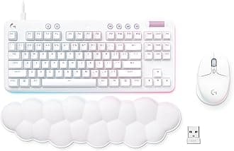 Logitech G713 Wired Mechanical Gaming Keyboard Tactile + G705 Wireless Gaming Mouse Bundle - White Mist