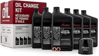 Indian Motorcycle Oil Change Kit for Chieftain, Roadmaster, Chief, Springfield Models With Thunderstroke 111 & 116 Engines, 6 Quarts 20W-40 Semi-Synthetic Motor Oil, 1 Oil Filter, 2 Washers - 2889311