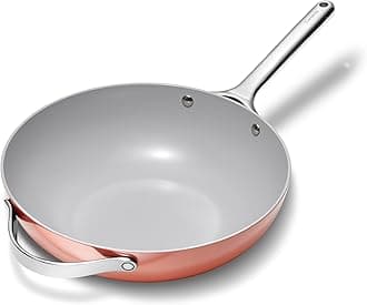 Non-Stick Stir Fry Pan - 12” Wok-Inspired Pan - Free From Forever Chemicals - High-Sloped Walls - Stainless Steel Handles - Perracotta