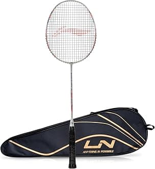 G-Force Superlite Max 10 Carbon Fibre Badminton Racket with Free Full Cover(80 Grams, 28 Lbs) (White/Blue/Orange)