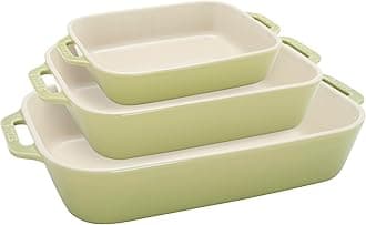 Ceramic 3-pc Rectangular Baking Dish Set - Macaron Pastel Green