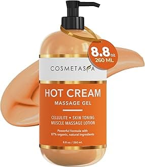 Hot Belly Cream- 87% Organic Cellulite Cream - Natural Sweat Massage Gel for Stomach, Abdomen, Sore Joints, Muscles, Workout (8.8 oz)