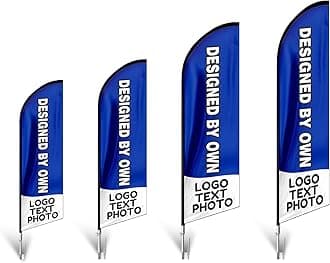 – Custom Feather Flag, 7FT Customized Logo Text Advertising Swooper Flag for Pizza, Barber Shop, Open House, Open Businesses and Storefronts