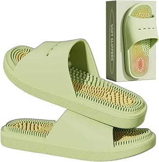 Acupressure Massage Slippers Acupressure Foot Massager Shoes Reflexology Sandals Gift for Men Women Reduce Feet Neuropathy Pain Relief and Tension (Green,US Women 8-9/ Men 6.5-7.5)