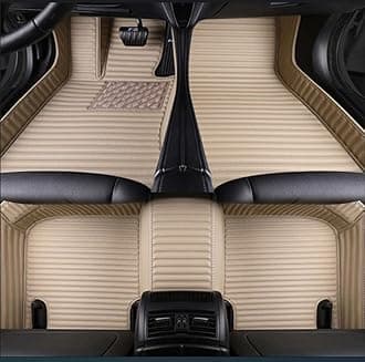 Custom Waterproof Leather Car Floor Mats Fit for Most Car SUV Truck & Sportscar All Weather Protection Vehicles (Beige Stripe)