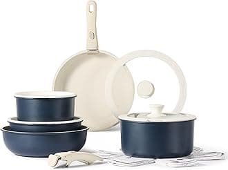 CAROTE 15pcs Pots and Pans Set, Nonstick Cookware Set Detachable Handle, Induction Kitchen Cookware Sets Non Stick with Removable Handle, RV Cookware Set, Oven Safe, Dark Blue, 15 PIECE