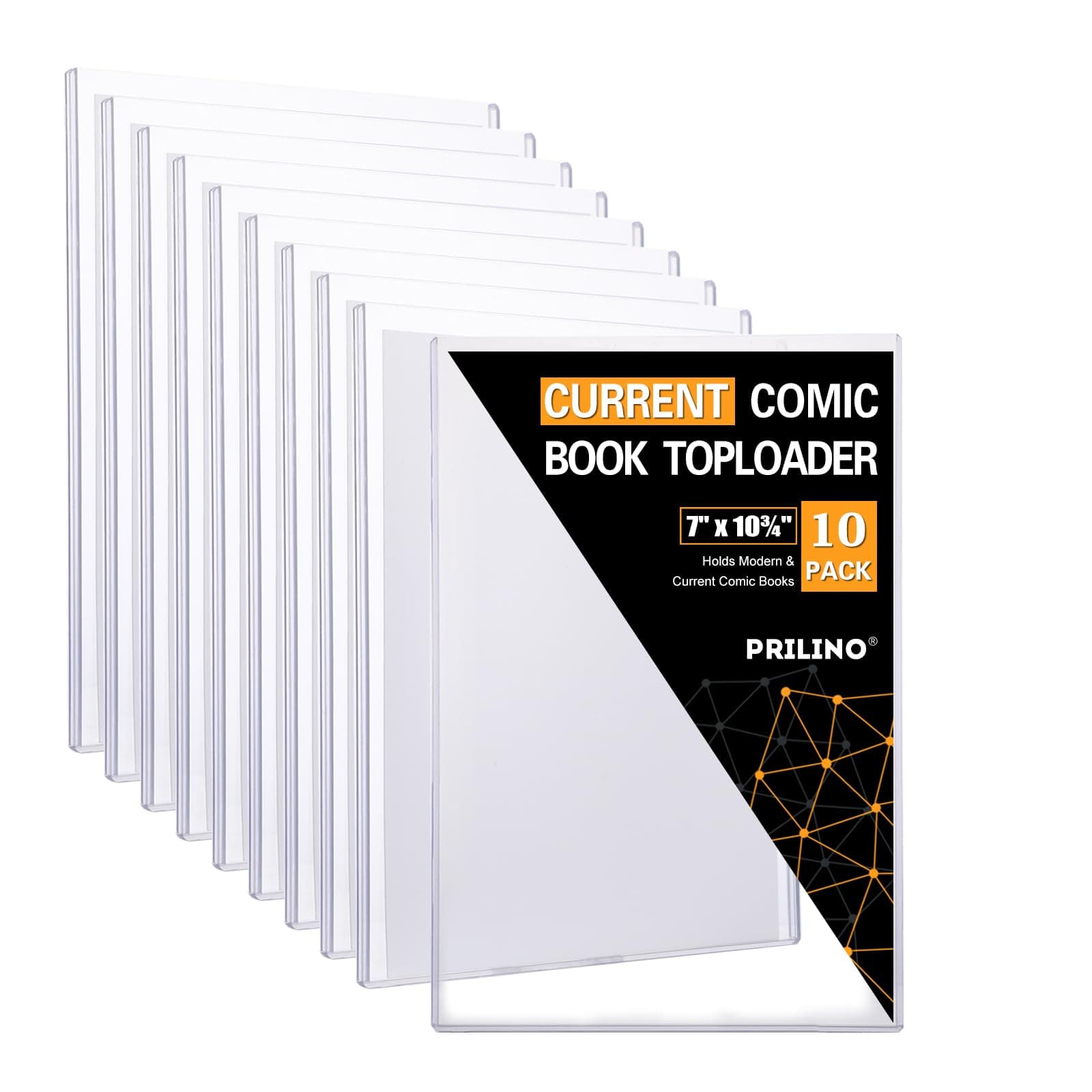 10ct Current Comic Book Toploaders - Modern Comic Book Toploader, Crystal Clear Regular Comic Book Topload, Premium PVC Comic Book Holder, Crystal Clear Protection for Display, Storage, Collection
