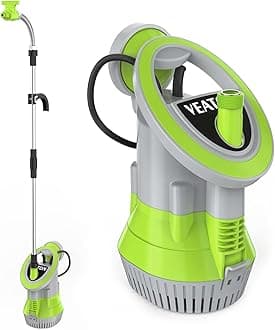 Veaton 350W Submersible Water Butt Pump, 4000L/H Rain Barrel Pump With 8M Cable, Auto/Manual Modes, Drainage For Tank Pond Pool Cellar And Hot Tub