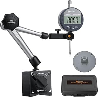 Neoteck Digital Dial Indicator Gauge and Magnetic Base Set, with Storage Case, 0-1inch/ 25.4mm, 0.01mm/ 0.0005" Inch/Metric Conversion Measuring Tool for 3D Printer Lathe Workshop Woodworking- Silver