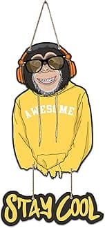 Artvibes Modern Monkey Wooden Wall Hanging with Quotes for Home Decor | Office | Gifts | Living Room | Bedroom | Wooden Decorative Items | Modern Decoration | Artworks Wall Hangings (WH_5736N)