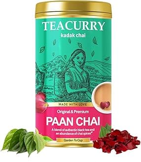 TEACURRY Paan Chai (100 Grams, 50 Cups) - Paan Chai for Digestion - 100% Natural Flavoured Tea with Real Fennel, Rose, Betel Leaves, Cardamom | Refreshing, Tasteful Paan Flavor Tea