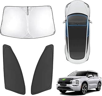 Karltys 3PCS Windshield Sun Shade for 2022-2025 Mitsubishi Outlander (NOT for Outlander Sport), Front and Side Window Sunshade Custom Fit Outlander, Foldable Sun Visor Protector Blocks UV Rays