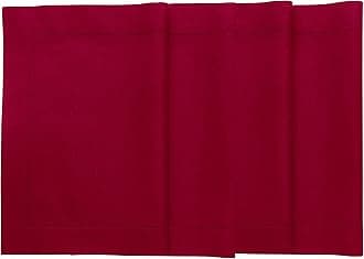 Solino Home Red Placemats Set of 4 - Cotton Linen Hemstitch Placemats 14 x 19 Inch for Winter, Mothers Day