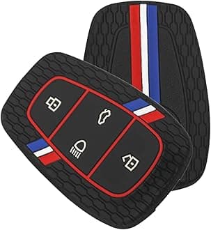 Striped Silicone Car Key Cover Black fit for TATA Nexon, Punch, Altroz, Tigor, Harrier, Safari, Gravitas (4 Button Push Smart Key)