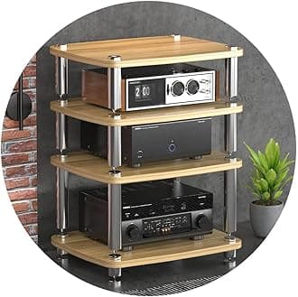 1/2/3/4-layer HIFI Audio Cabinet HIFI Stand Record Player MDF Stand Audio Rack With Shock-absorbing Feet Power Amplifier Shelf Equipment Cabinet (Color : Wood color, Size : 60 * 48 * 76cm(4Tier))