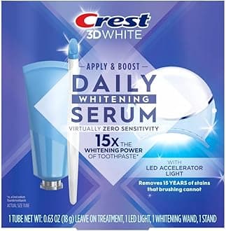 Crest 3DWhite Daily Whitening Serum with LED Light, Leave-on Teeth Whitening Treatment