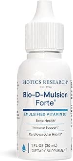 Bio-D-Mulsion Forte Liquid Vitamin D Drops 4000 IU – Vitamin D3 2000iu /Drop for Adults –Best Absorption, Strengthens Bones, Supports Cardiovascular & Immune System -1 fl oz