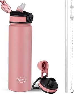 Pigeon by Stovekraft Rush Thermos Stainless Steel Sipper Flask 750ml with Straw,Cleaner and Additional Screw Cap| 24 Hours Hot and Cold|Ideal Usage for Office Men/Women|School/College|Travel|Pink