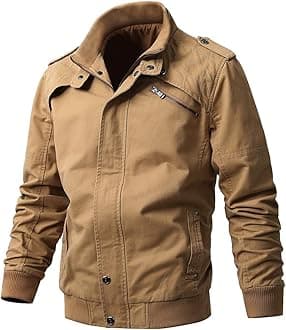 BuytopMen's Casual Winter Cotton Military Jackets Outdoor Full Zip Army Coat