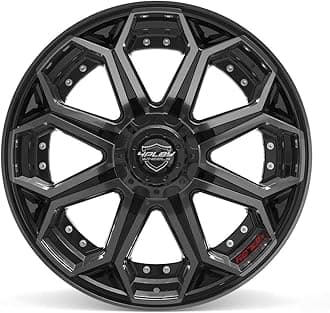 4PLAY Wheels 22 inch Rim Fits 6x135 + 6x139.7 Silverado Suburban Tahoe Expedition F150 Raptor 4P80R 22x10 Brushed Black Wheels
