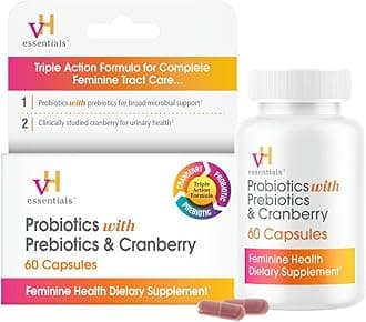 vH essentials Probiotics with Prebiotics and Cranberry Feminine Health Supplement, 60 Count by vH essentials [並行輸入品]