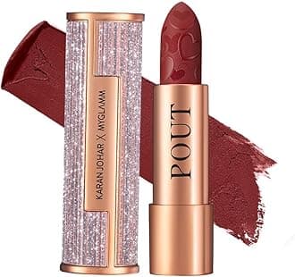MyGlamm POUT by Karan Johar Intense Matte Plumping Lipstick - Blockbuster Pout (Deep Red Shade) | Highly Pigmented, Long Lasting, Lightweight, Creamy Matte Lipstick For Lip Makeup (4g)
