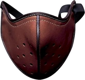 WORNEW Punk Leather Masks Punk PU Leather Mask for Adult Motorcycle Biker Half Face Mask Anti-dust Sport Mouth Mask Mask (Color : Brown, Size : One Size)