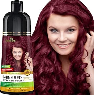 Herbishh Hair Colour Shampoo (Wine Red, 500Ml) - Ammonia Free Hair Color For Women & Men | Permanent Hair Dye Shampoo with 100% Grey Coverage Up To 8 Weeks