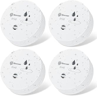 4 Pack Water Leak Detectors, 100dB Water Sensor Alarms Flood Detector for Basements, Bathrooms, Laundry Rooms, Kitchens, Garages, and Attics, Water Alarms Battery-Operated (Battery Included)
